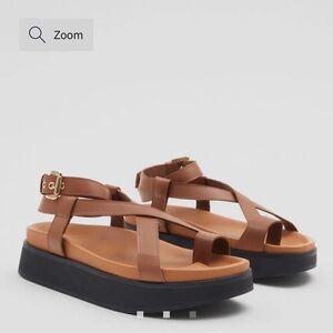 & OTHER STORIES Brown Leather Strappy Chunky Platform Sandals
